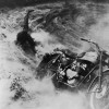 August 28, 1955 Mogens VON Haven, Denmark. One competitor falls from his motorcycle during a tournament in Randers, Denmark.