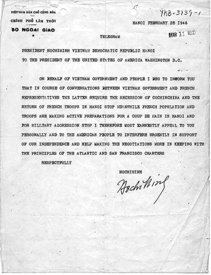 Thư Hồ Chí Minh gửi Truman năm 1946
