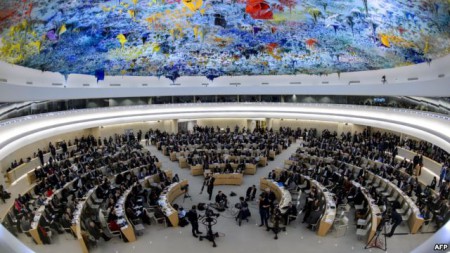 Một phiên họp của Hội đồng Nhân quyền LHQ tại Geneva.