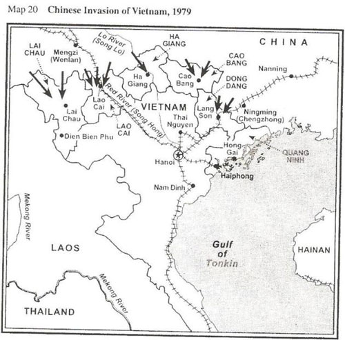 Bản Đồ 20: Cuộc Xâm Lăng Của Trung Quốc Vào Việt Nam, năm 1979