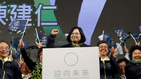 Bà Thái Anh Văn (Tsai Ing-wen) phát biểu sau chiến thắng, Đài Bắc, 16/01/2016.Ảnh reuters