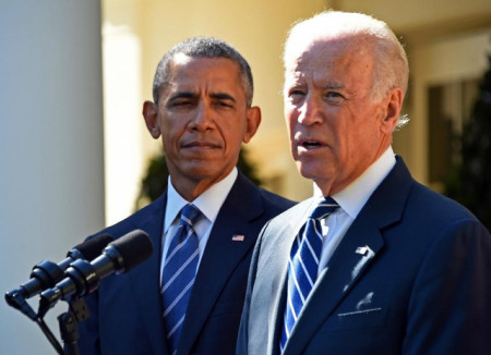 H1Tổng thống Mỹ Barack Obama và “Phó tướng” Joe Biden. Ảnh AFP/TTXVN.