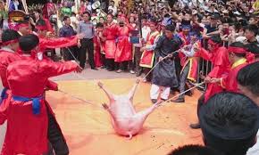 Lễ hội chém lợn từng gây nhiều tranh cãi. Ảnh www.baomoi.com