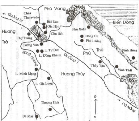 Vị trí mộ tập thể chung quanh Huế sau Tết Mậu Thân (Nguồn: PTGDVNHN, sđd. tr. 131.)