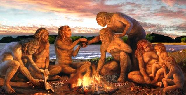 early-man-using-fire