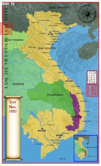  Bản Đồ Việt Nam 1835 (gồm đất Cao Miên cho tới Biển Hồ).